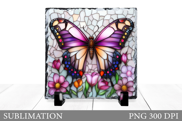 Butterfly Slate Sublimation. Butterfly Flowers Sublimation