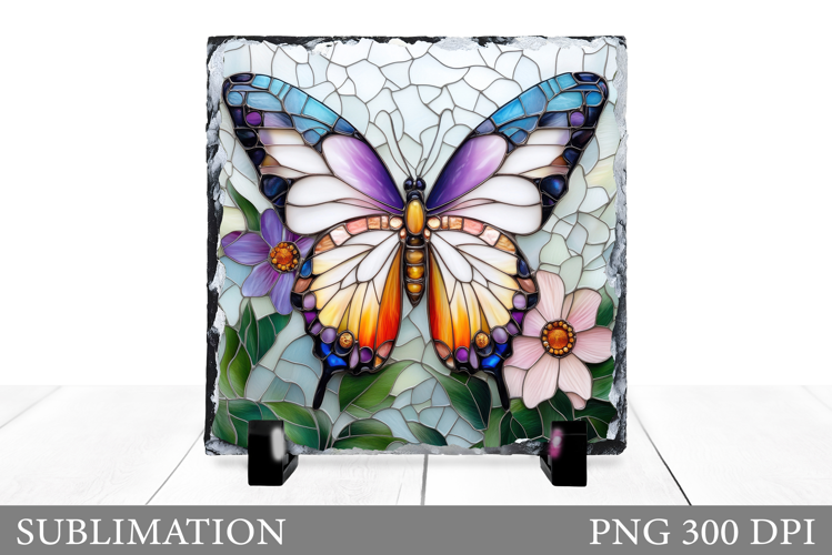Butterfly Slate Sublimation. Butterfly Flowers Sublimation