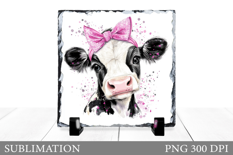 Cow Sublimation. Cute Cow Slate Sublimation