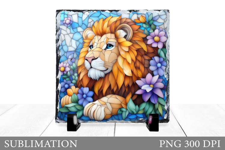 Lion Slate Design. Lion Flowers Slate Sublimation