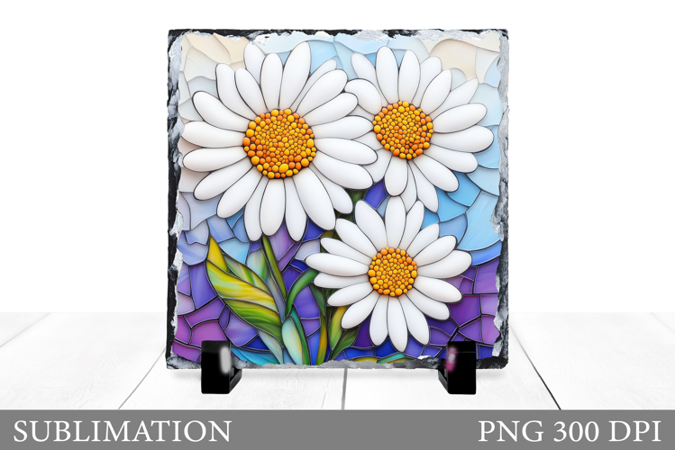 Daisy Flowers Slate Sublimation. Floral Sublimation
