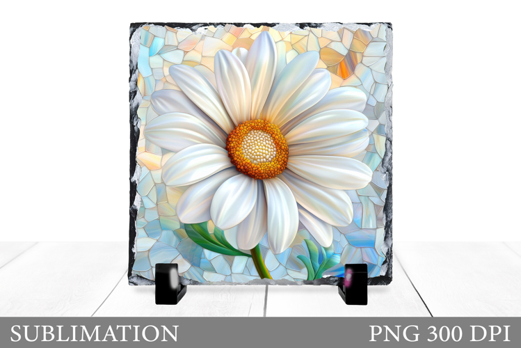 Daisy Flowers Slate Sublimation. Floral Sublimation
