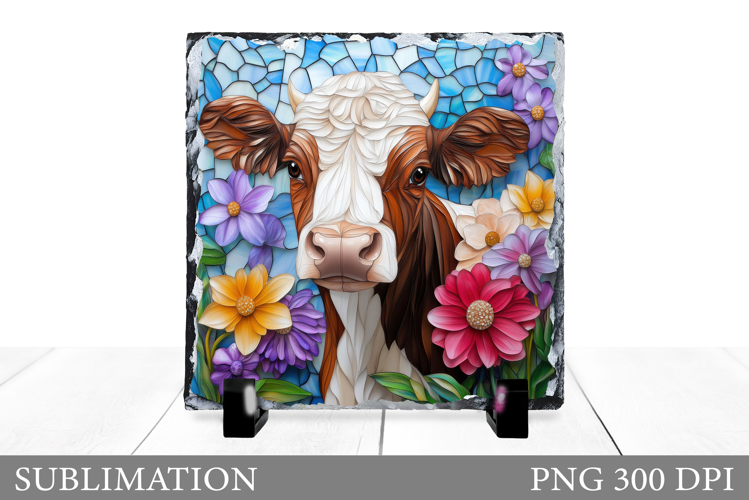 Cow Sublimation. Cute Cow Slate Sublimation