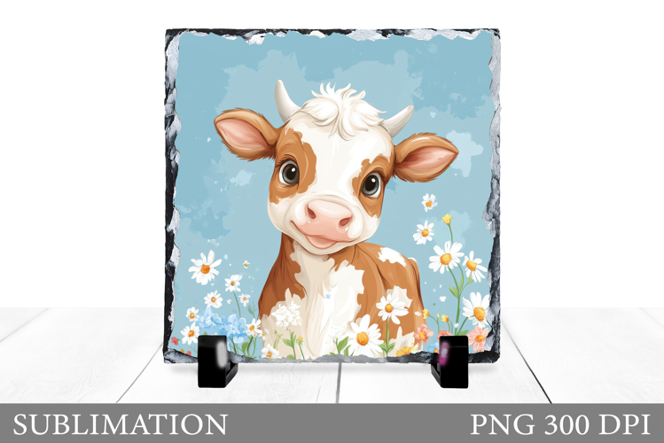 Cow Sublimation. Cute Cow Slate Sublimation