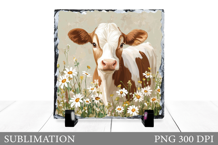 Cow Sublimation. Cute Cow Slate Sublimation