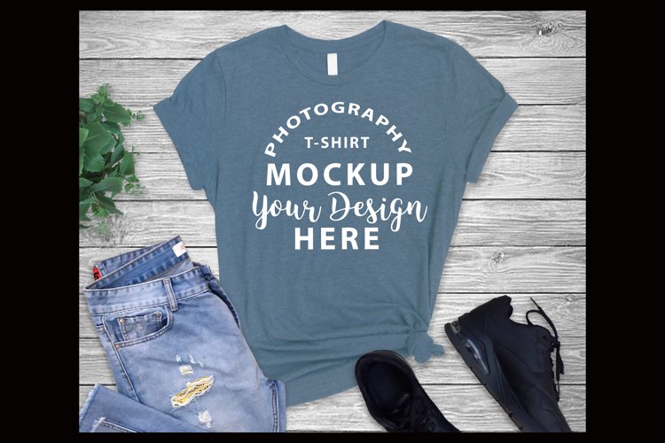 Bella Canvas 3001 t-shirt mock-up HEATHER SLATE example image 1