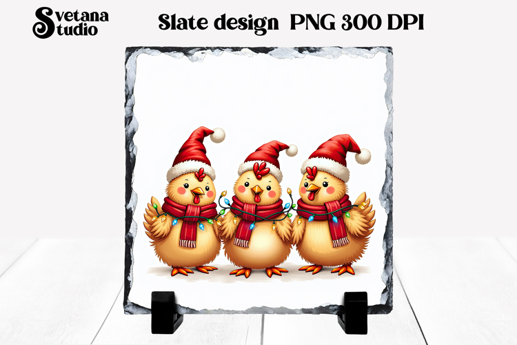 Funny Christmas rooster slate PNG sublimation