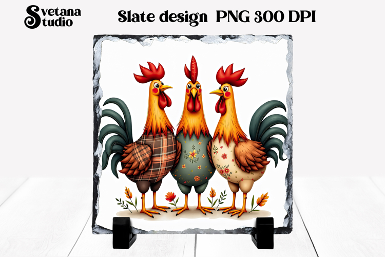 Funny Christmas rooster slate PNG sublimation