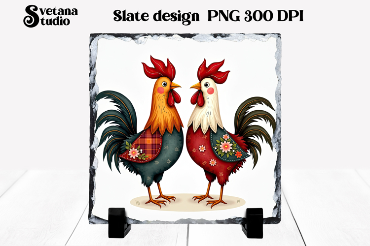 Funny Christmas rooster slate PNG sublimation