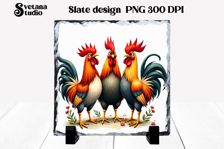 Funny Christmas rooster slate PNG sublimation