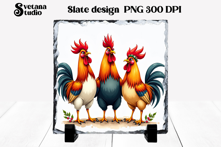 Funny Christmas rooster slate PNG sublimation