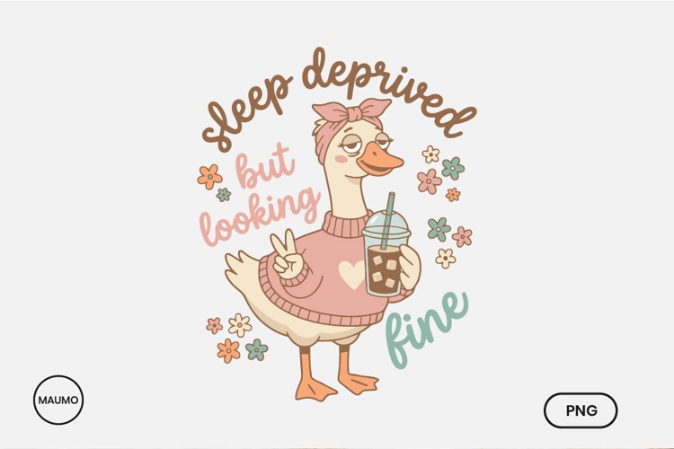 Sleep Deprived, Funny Cute Retro Goose