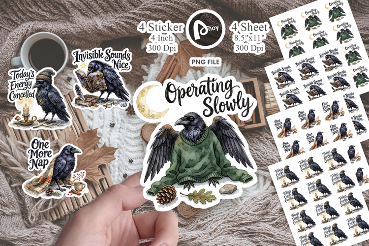Sleep-Deprived Raven Sticker