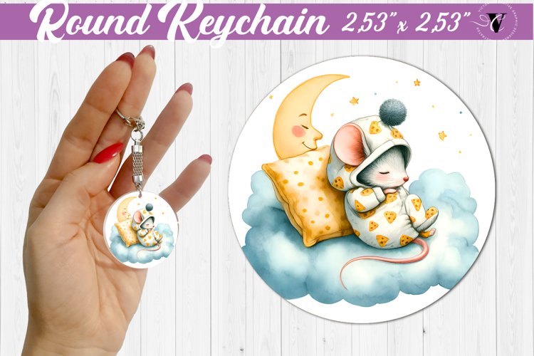 Round keychain | Sleeping animals example image 1