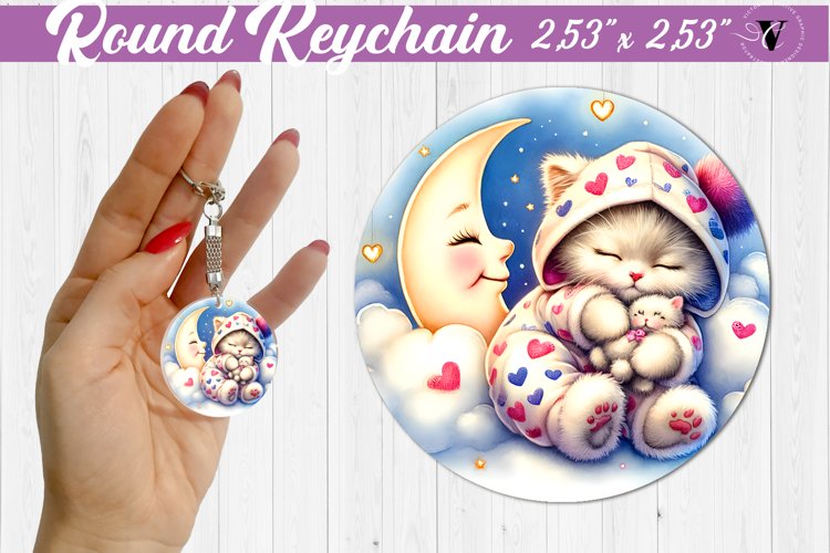 Round keychain | Sleeping animals example image 1