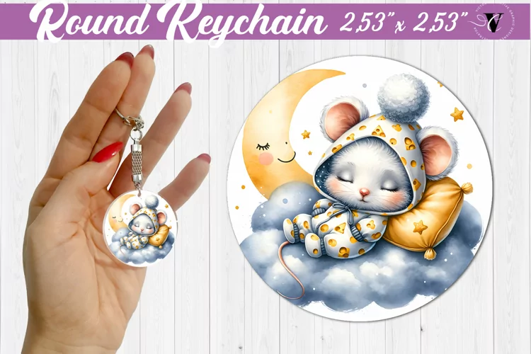 Round keychain | Sleeping animals