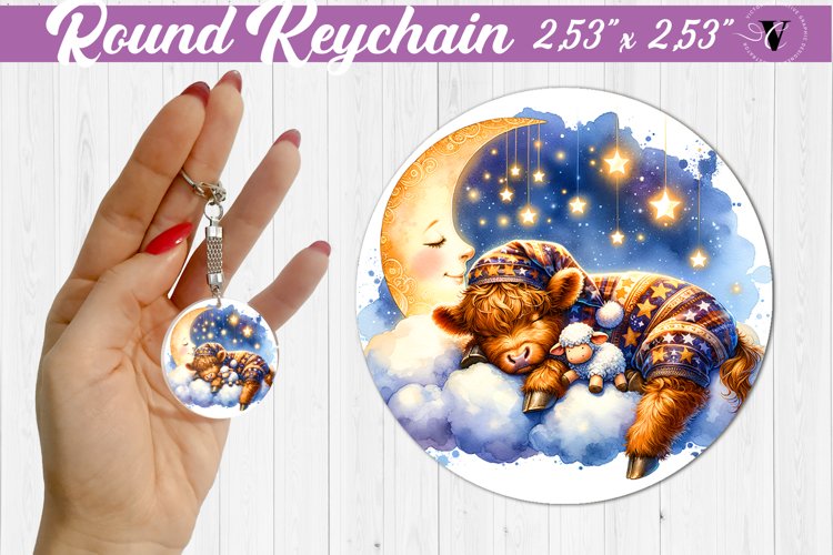 Round keychain | Sleeping animals example image 1