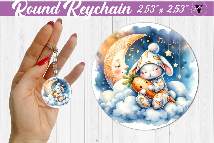 Round keychain | Sleeping animals example image 1