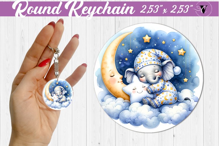 Round keychain | Sleeping animals example image 1