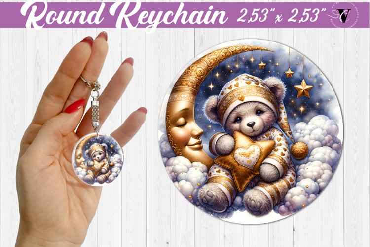 Round keychain | Sleeping animals example image 1