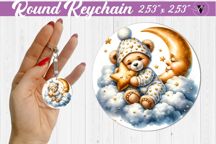 Round keychain | Sleeping animals example image 1