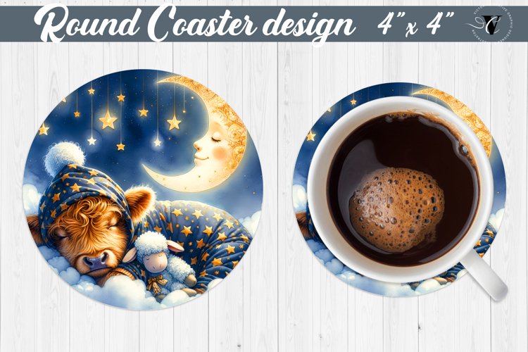 Round Coaster | Baby animals | Sleeping animal example image 1