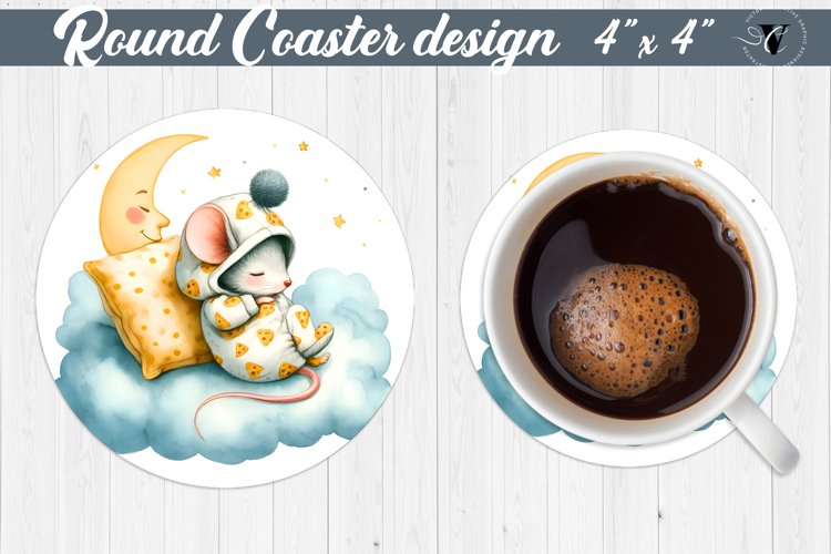 Round Coaster | Baby animals | Sleeping animal example image 1