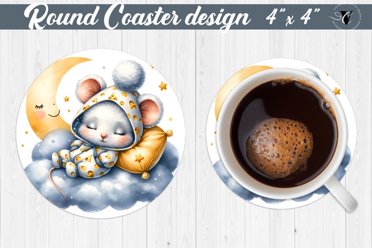 Round Coaster | Baby animals | Sleeping animal example image 1