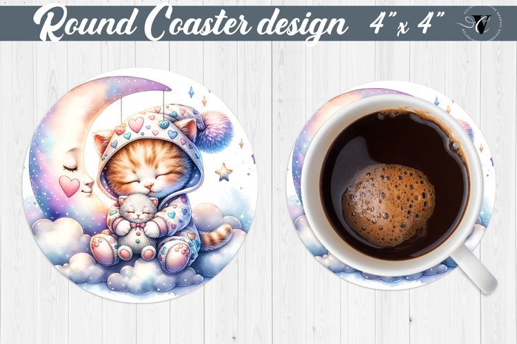 Round Coaster | Baby animals | Sleeping animal example image 1