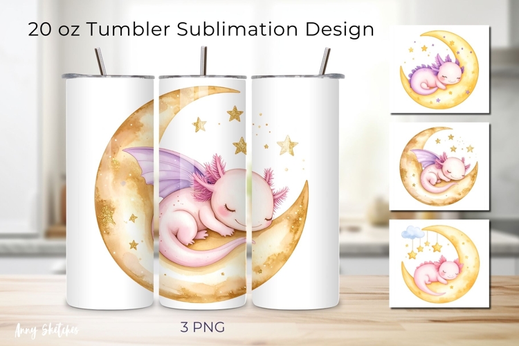3 Cute Axolotl 20 oz Tumbler Wrap Sublimation Design