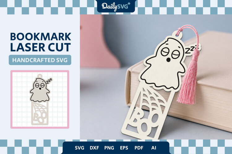 Cute Ghost Bookmark SVG Halloween Spooky Cut File example image 1