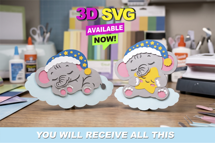 Sleeping Elephant 3D SVG