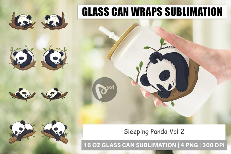 Glass Can Sleepy Panda