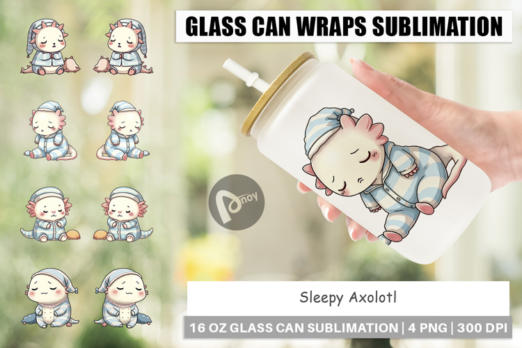 Glass Can Sleepy Axolotl
