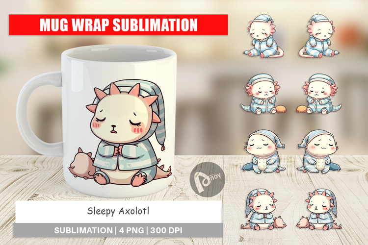 Mug Wrap Sleepy Axolotl