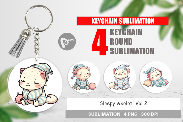 Keychain Sleepy Axolotl