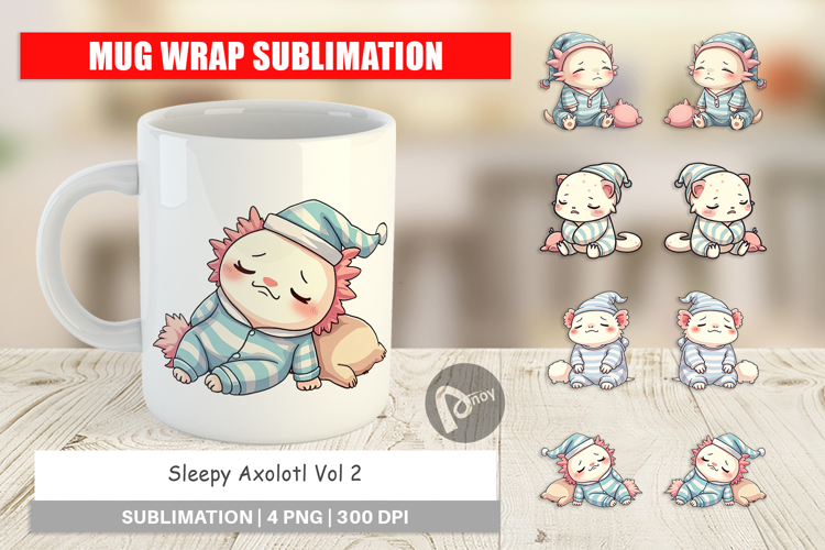 Mug Wrap Sleepy Axolotl