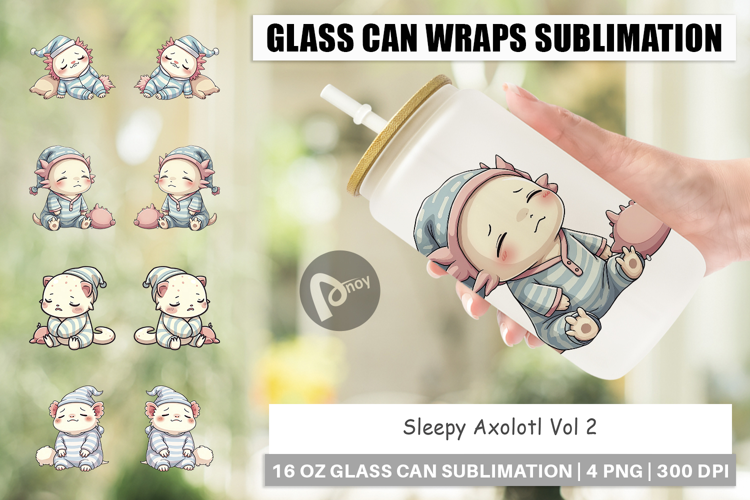 Glass Can Sleepy Axolotl