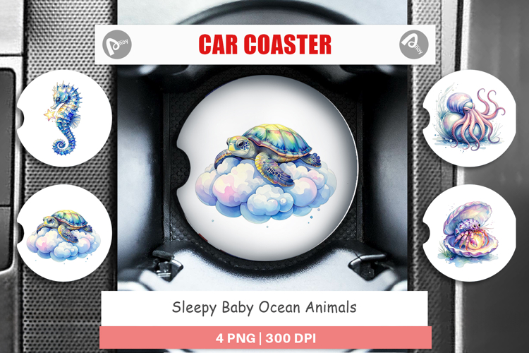Sleepy Baby Ocean Animals Car Coaster
