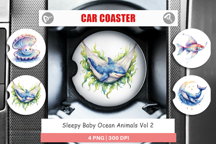 Sleepy Baby Ocean Animals Car Coaster