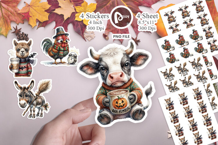 Sleepy Barnyard Holiday Sticker example image 1