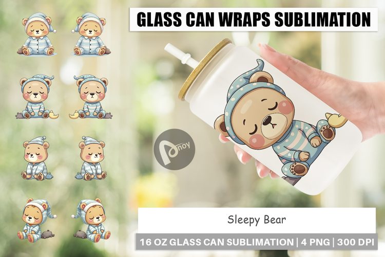Glass Can Sleepy Bear