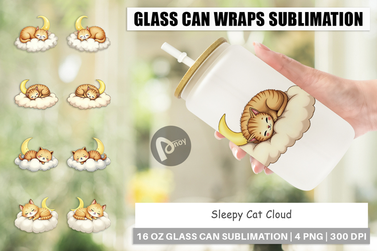 Glass Can Sleepy Cat Cloud