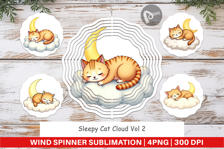 Wind Spinner Sleepy Cat Cloud