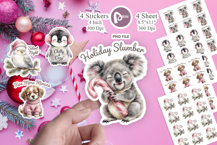 Sleepy Cozy Pink Winter Slumber Sticker