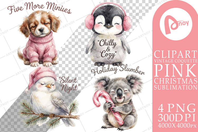 Sleepy Pink Winter Slumber Sublimation example image 1
