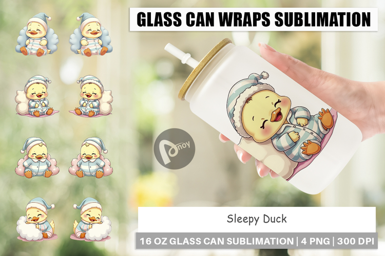 Glass Can Sleepy Duck