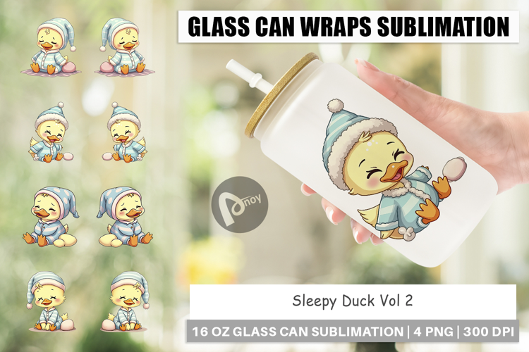 Glass Can Sleepy Duck