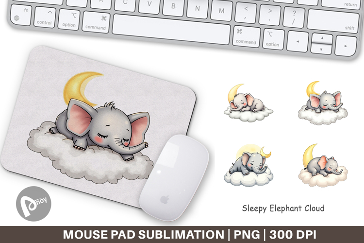 Mouse Pad Sleepy Elephant Cloud