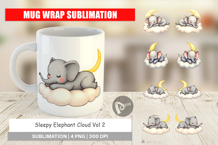 Mug Wrap Sleepy Elephant Cloud